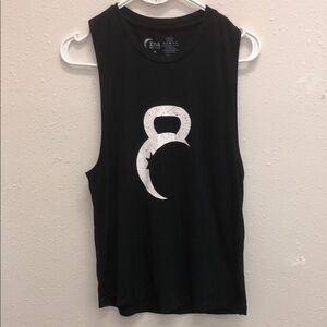 120. ZYIA Black Tank Top with White Graphic size medium